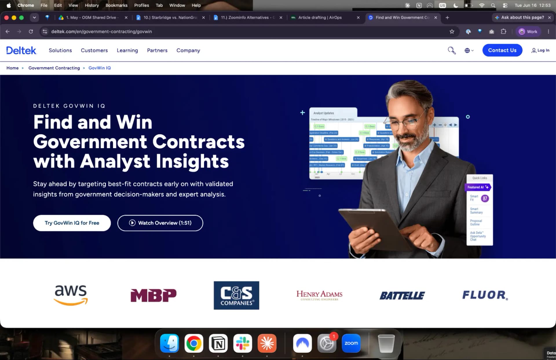 GovWin market intelligence platform by Deltek